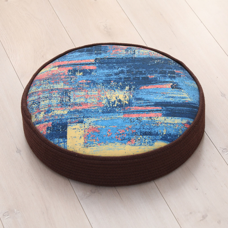 Printed handwoven cotton floor cushion, custom design option for home decor